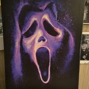 Ghostface Purple and Black Scream Art Canvas 16"x12"x1"